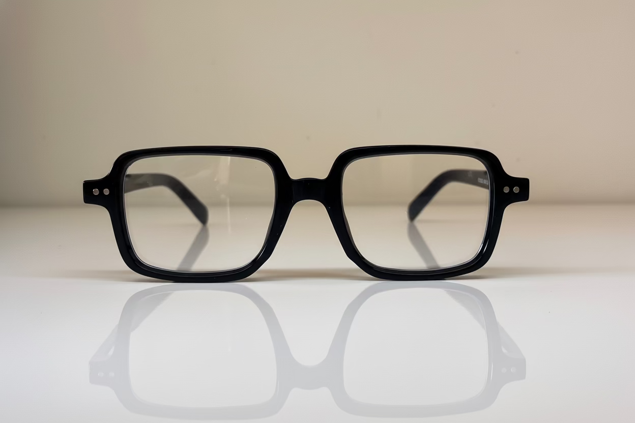Black square-framed glasses, blue light protections, blue light lenses