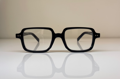 Black square-framed glasses, blue light protections, blue light lenses