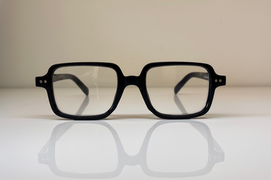 Black square-framed glasses, blue light protections, blue light lenses