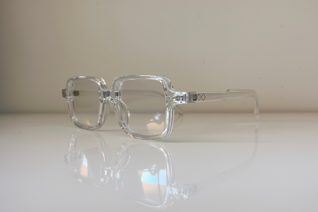 Transparent square-framed glasses blue light protection, glasses for computer