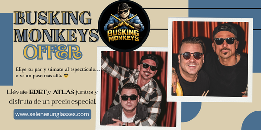 busking monkeys - offer on sunglasses . 

Marbella musicians love fashion. are you following the vibe?  choose the package they create for you exclusively.  ATLAS and EDET